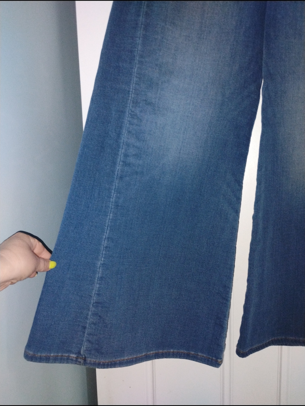Pilcro Anthropologie Wide-Leg Flare Jeans in Dark Blue Denim - Picture 2 of 5